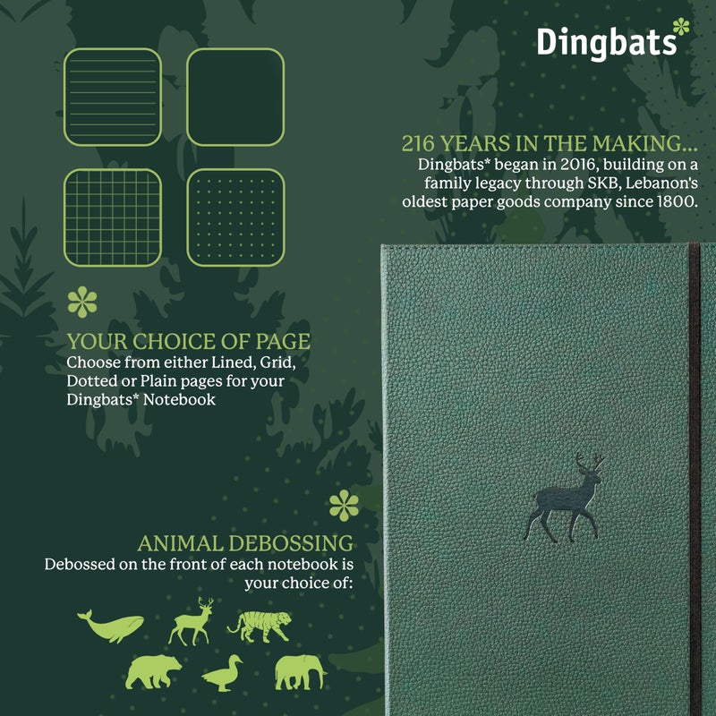 Dingbats* Notebooks Dingbats* - Wildlife Dotted Extra Large A4 Notebook - PU Leather Hardcover Journal for Work, Writing - Pocket, Elastic Closure, Pen Holder, Bookmark - Image 2